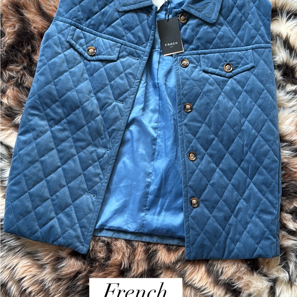 French Blue Quilted Women's Vest